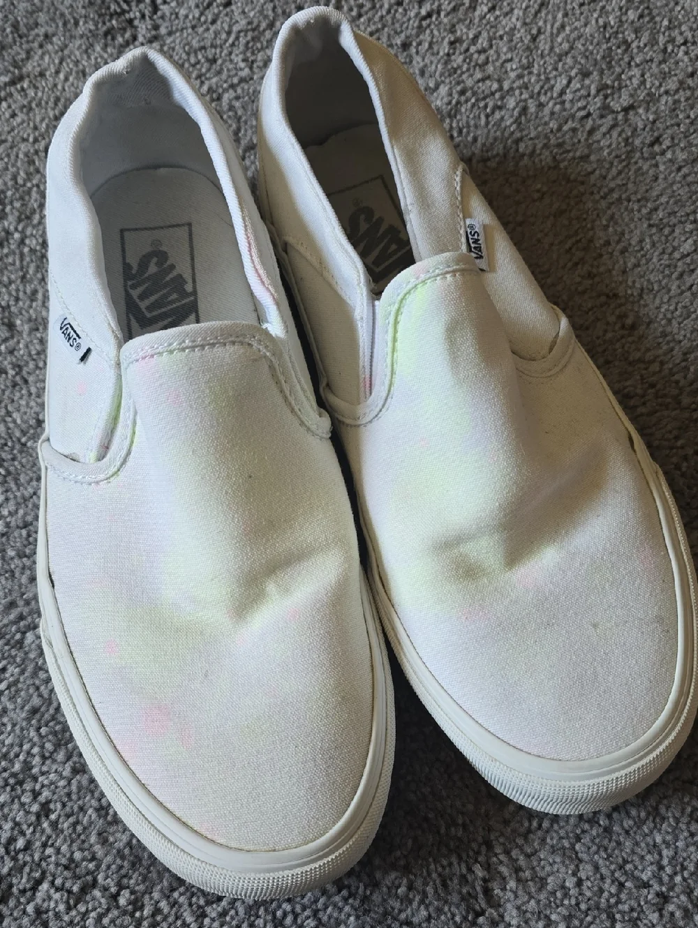 Vans Womens White Slip-On Sneakers Create Your Own DIY Shoes Size 9